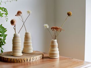 Wooden环组成DIY花机用薄枝折干花