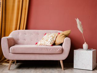 粗口音墙和粉红色沙发