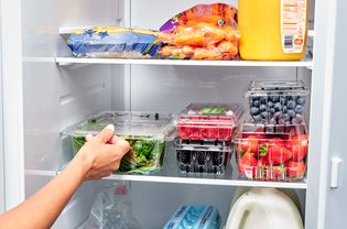 高效电冰箱填充新鲜产品和杂货