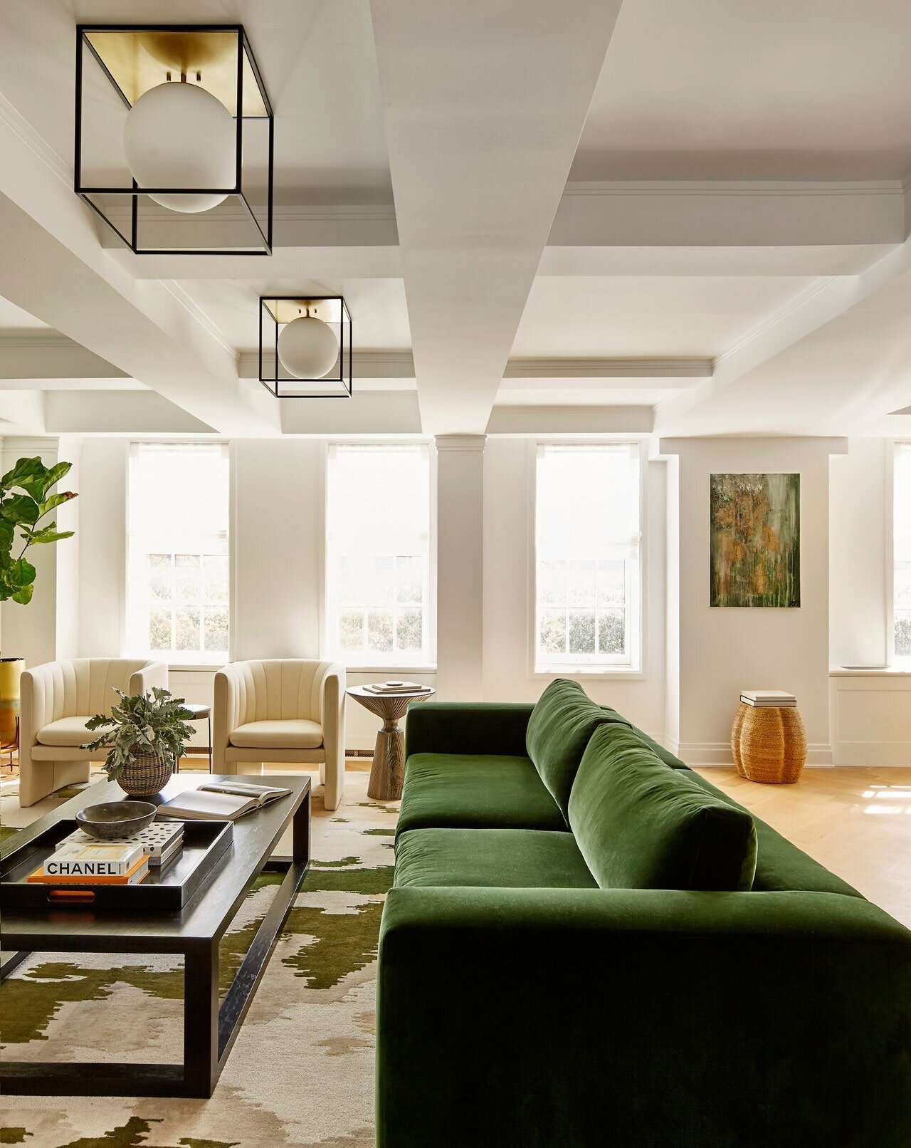 现代客厅绿沙发