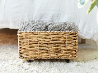 小篮子小轮子白地毯床库下使用