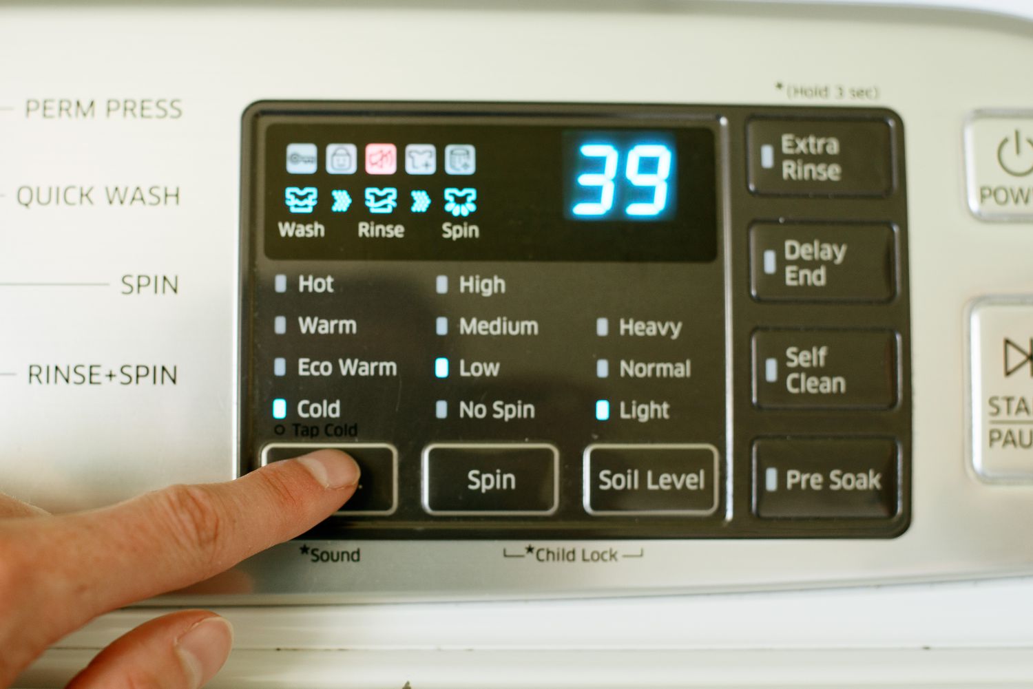 Washer机器设置温和循环冷水